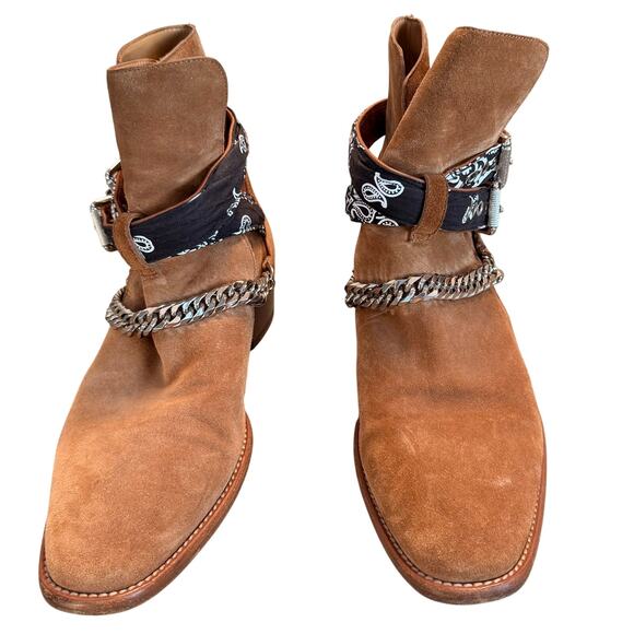 AMIRI Men's Camel Suede Bandana Buckle Ankle Boots - 43 (10) - Picture 4 of 9